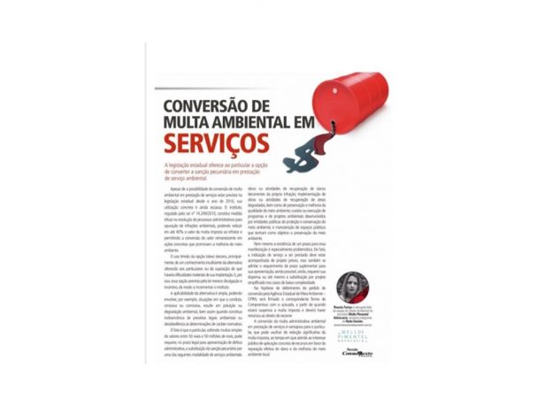 Artigo de Renata Farias publicado na edição de janeiro na revista algomais, intitulado Conversão de multa ambiental em serviços 